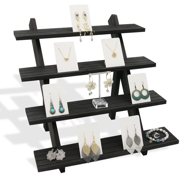 Soporte expositor de madera de 4 niveles para aretes Auroal 39 x 24 x 35 cm