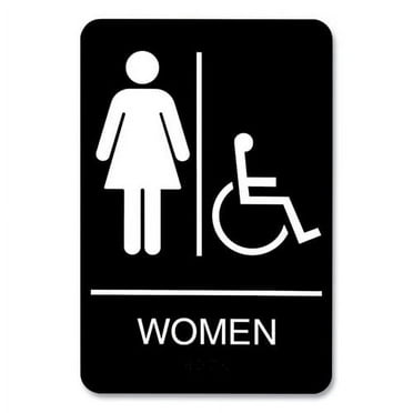 Headline Sign Ada Sign, Women/wheelchair Accessible Tactile Symbol, Plastic, 6 X 9, Black/white | Order of 1 Each