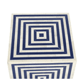 thumbnail image 3 of Bone Inlay End Table – Rectangular Blue & White Geometric Accent Table, 3 of 5