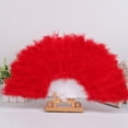 thumbnail image 3 of Redempat Feather Fan Decoration Craft Parties Handheld Ornament Decorative Fans Elegant Dance Performance Accessory Adult Red 1Set, 3 of 5