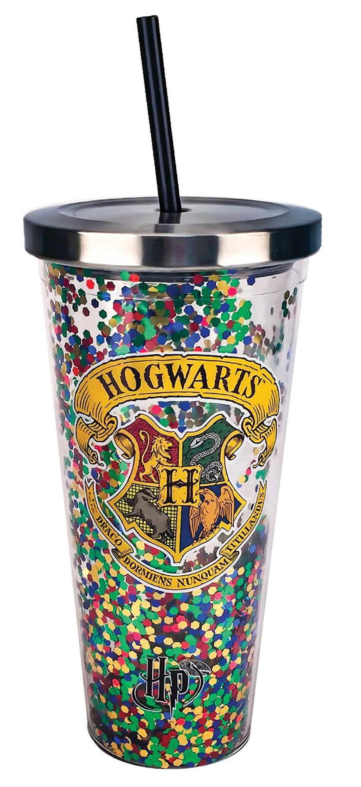 Harry Potter Hogwarts Multi Glitter 20 oz Acrylic Double Walled Tumbler Cup 