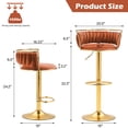 thumbnail image 3 of DREAMSIDEA Swivel Bar Stools Set of 2 Modern Velvet Upholstered High Back Adjustable Bar Chairs with Golden Footrest for Kitchen Counter Square Island, Orange, 3 of 5