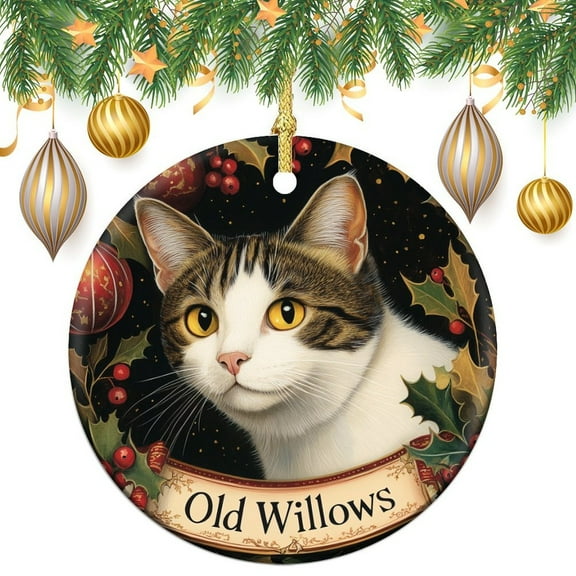 First Christmas for Pet Ornament Cat Theme Stocking Name Tags Christmas Tree Ceramic Ornament Decoration Gifts Keepsake for Family