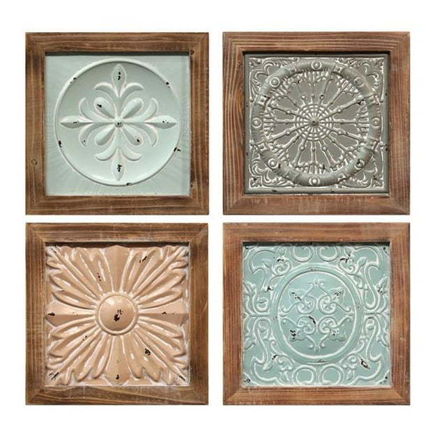 Stratton Home Decor S16077 Boho Carrelage Mur Décor&44; Couleur Multi - Lot de 4