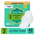 thumbnail image 3 of (3 pack) Equate Ultra Thin Pads with Flexi-Wings, Long Super Absorbency, Size 2, 42 Count, 3 of 12