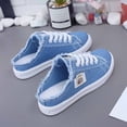 thumbnail image 5 of XDDLITP Women's Slip on Sneakers Canvas Slip ons Shoes Fashion Comfortable Mules Womens Non Slip Loafers Casual Backless Shoes,Blue 40(US-8), 5 of 5