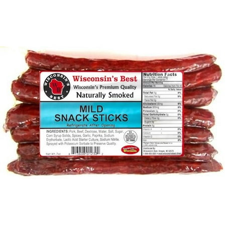 Wisconsin's Best Mild Snack Sticks, Pack of 7 - 1 oz Snack (Wisconsin's Best & Wisconsin Cheese Company Premium Sampler Gift Basket)