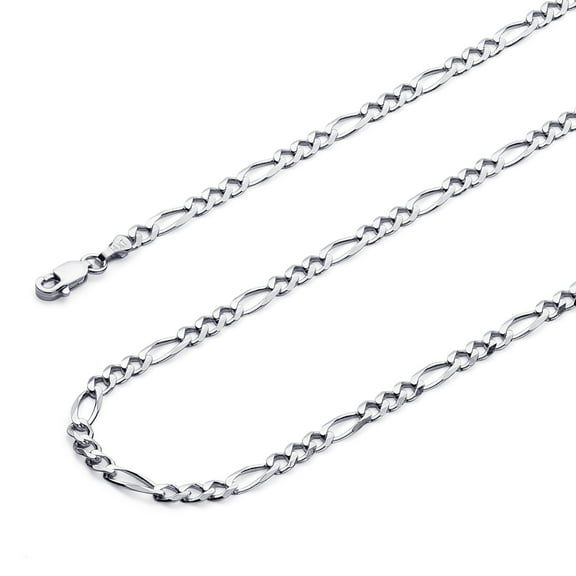Wellingsale 14k White Gold Polished Solid 4mm Figaro 3 1 Concave Chain Bracelet - 7.5"