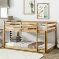 thumbnail image 4 of Harper & Bright Designs Twin over Twin Bunk Bed with Ladder, Floor Bunk Bed with Solid Wood Frame and Guardrail for Boys Girls, Natural, 4 of 10