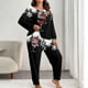 thumbnail image 1 of Conjunto de pantalones y blusa de poliéster para mujer, de manga larga, con estampado de moda, informal, para estar en casa, talla grande, 1 of 4
