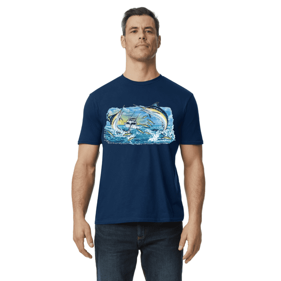 Decked Out Duds Florida Sport Fishing T-shirt Mens Short Sleeve Blue