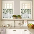 thumbnail image 4 of Eucalyptus Leaves Sage Green Kitchen Curtains Set, Farmhouse Valances Curtains Tier Rod Pocket Half Window Curtain 36 Inch Length, Spring Summer Herb Plant Curtains for Living Room Bedroom, 4 of 6