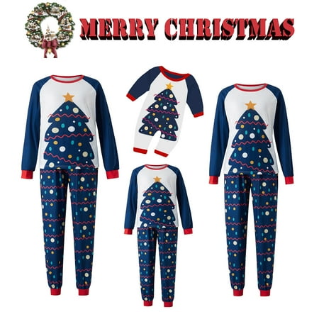

Family Matching Christmas Pajamas Set Tree Printed Tops+Pants Holiday Loungewear Sleepwear Pjs Set for Adult Kids Baby