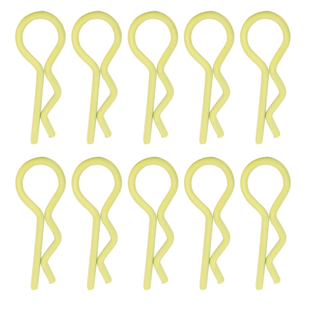 10 Uds RC coche Shell Clip RShape Metal cuerpo Clips pines para 1/5 1/6 1/8 1/10 RC coche (Jaune) Jaune