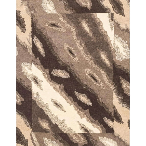 Ahgly Company Machine Washable Indoor Rectangle Abstract Sepia Brown Area Rugs, 8' x 10'