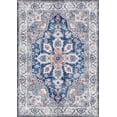 thumbnail image 3 of Machine Washable Area Rug 5x7 with Anti-Slip Backing Oriental Living Room Carpet Design 7770 Color Blue, 3 of 8