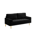 thumbnail image 3 of 65" Minimalist Velvet Sofa, Metal Legs, Cushions, Living/Bedroom, 3 of 6