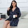 thumbnail image 5 of Hpapadks Robes for Women Nightgown Warm Flannel Nightgown Thickened Bathrobe Christmas Deer Fashion Warm Large Size Nightgown Womens Nightgown Dark Blue XXL, 5 of 7