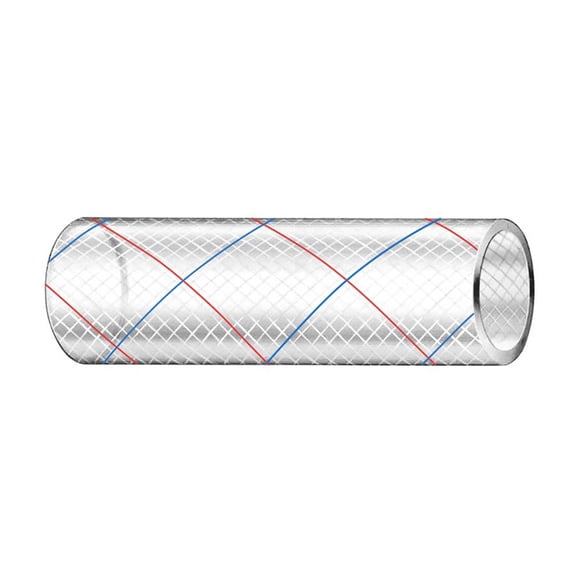 Trident Marine 162-0346 3/4" X 50' Clear Reinforced Pvc Hose Tubing Red & Blue Tracer
