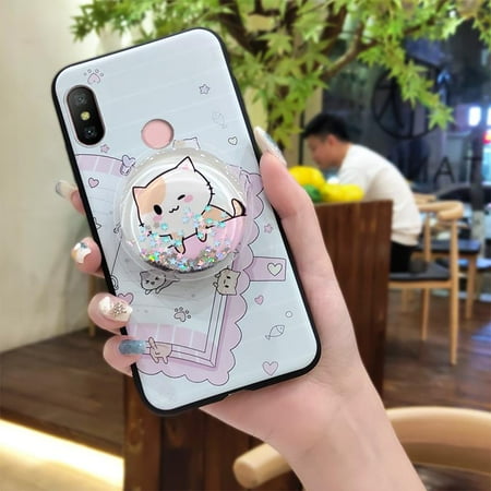 Lulumi-Phone Case For Xiaomi Redmi 6 Pro/A2 LITE, Back Cover quicksand Kickstand phone pouch protective phone case TPU mobile case Rotatable stand cell phone sleeve Soft Case Durable cute
