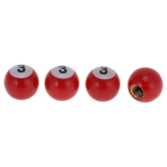 Tire Valve Stem Caps Decorative Red Billiard Shape Tyre Valve Dust Covers 7x19mm Plastic Copper 4 Pcs