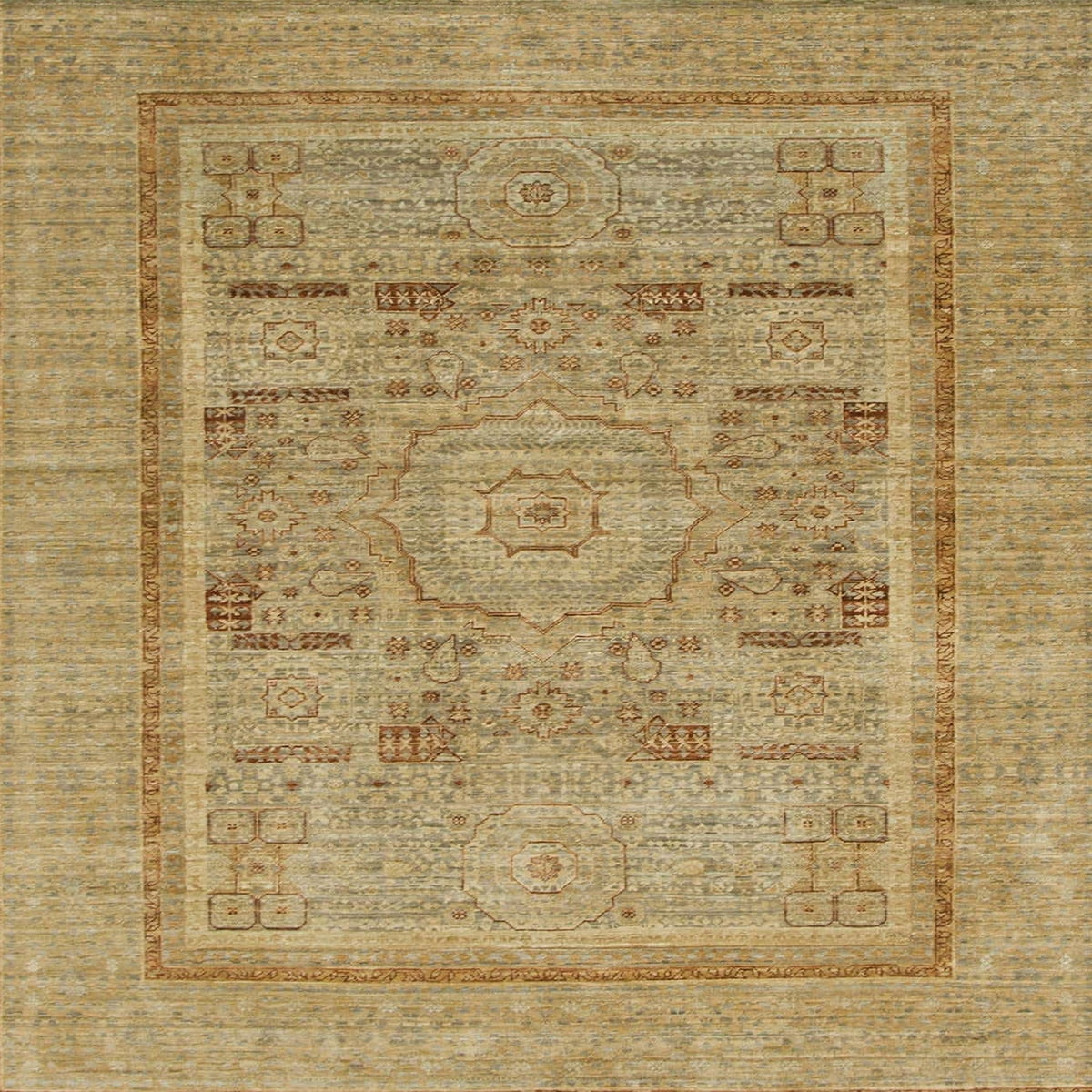 Ahgly Company Machine Washable Indoor Square Abstract Metallic Gold ...