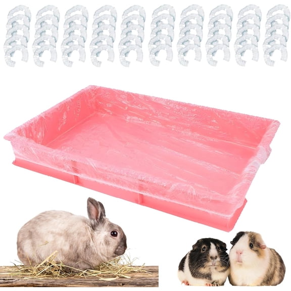 Disposable Rabbit Cage Liner 50 Pcs Guinea Pig Box Tray Plastic Film for Small Animal