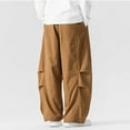 thumbnail image 7 of LMOIPLI Mens Ultra Loose Hip Hop Street Fashion Pants Elastic Waistband Drawstring Wide Leg Cargo Pant Baggy Harem Pant Khaki XL, 7 of 7