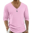 thumbnail image 2 of Men's Casual Solid Color V Neck Pullover Shirt Faddish Long Sleeve Soft Casual Basic T Shirts Lightweight Slim Fit Sports Shirt, 2 of 7
