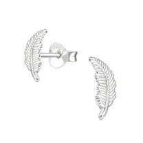 Feather Earrings 925 Sterling Silver Stud Earrings