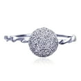 thumbnail image 2 of Men's 14K White Gold Round CZ Pave Ball Solitaire Twisted Band Wedding Engagement Ring, 2 of 4