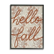 Stupell Industries Hello Fall Greeting Paisley Red Bellflower Vintage Pattern Graphic Art Black Framed Art Print Wall Art, 24x30, by Daphne Polselli