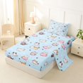 thumbnail image 2 of Homewish Kawaii Cat Animal Twin Sheets,Cartoon Pet Themed Bedding,Blue,3-Piece,1 Fitted Sheet and 1 Pillowcase, 2 of 6
