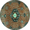thumbnail image 1 of Ahgly Company Indoor Round Medallion Turquoise Blue Traditional Area Rugs, 8' Round, 1 of 4