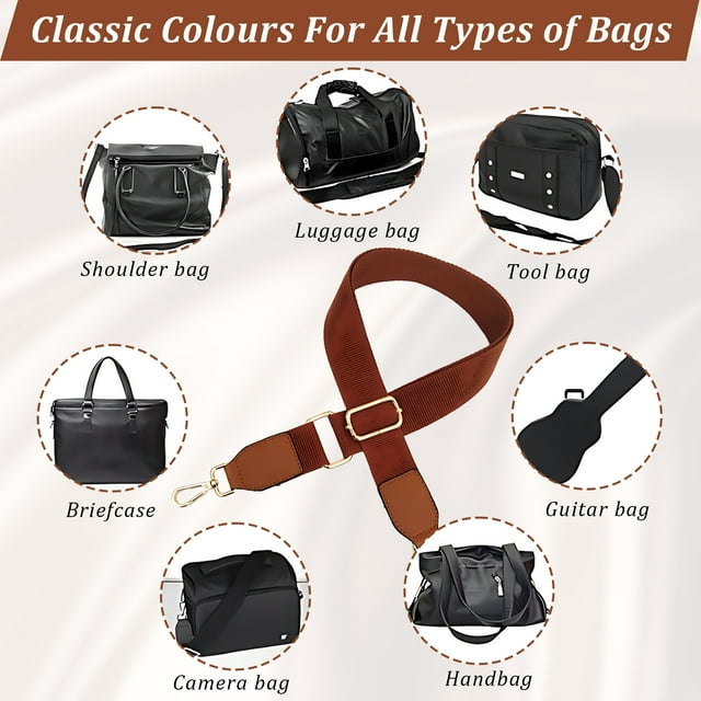 Becaristey Simple Bag Strap Replacement Exquisite Craft And High-end Texture No Loose Thread Shoulder Bag Strap Brown