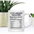 thumbnail image 2 of CTDream Funny 11oz. Ceramic Coffee Tea Mug Thank You Gift, 11th Grade Teacher Nutritional Facts, 1-Pack, 2 of 7