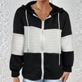 thumbnail image 2 of RongHuan Sweatshirt for Women Color Block Drawstring Lightweight Hoodies Zip Up Long Sleeve Jackets, 2 of 9