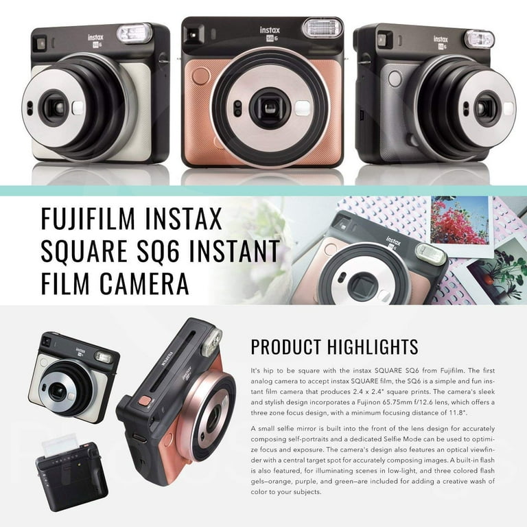 FUJIFILM INSTAX SQUARE SQ6 Fuji Instant Film Camera Aqua Blue + 40 Film  Bundle 