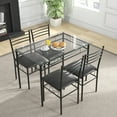 thumbnail image 4 of Gymax 5 Piece Dining Set Glass Top Table & 4 Upholstered Chairs Kitchen Room Furniture, 4 of 10