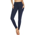 thumbnail image 3 of SEASUM Women's High Waist Yoga Leggings With Pockets Workout Athletic Pants Running Tights Navy Blue S, 3 of 7