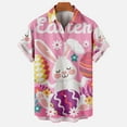 thumbnail image 2 of Lolmot Easter Shirts for Men Funny Hawaiian Short Sleeve Shirts Bunny Carrot Printed Button Up Shirts Casual Pocket Loose Beach Sweatshirts, 2 of 5