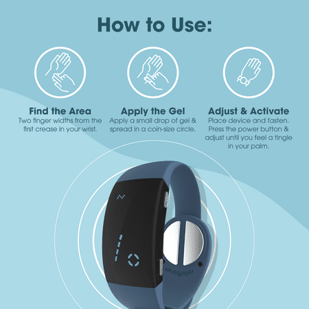 Reliefband ® Premier Denim Slate Blue Anti-Nausea Wristband Morning & Motion Travel Sickness 1/pack