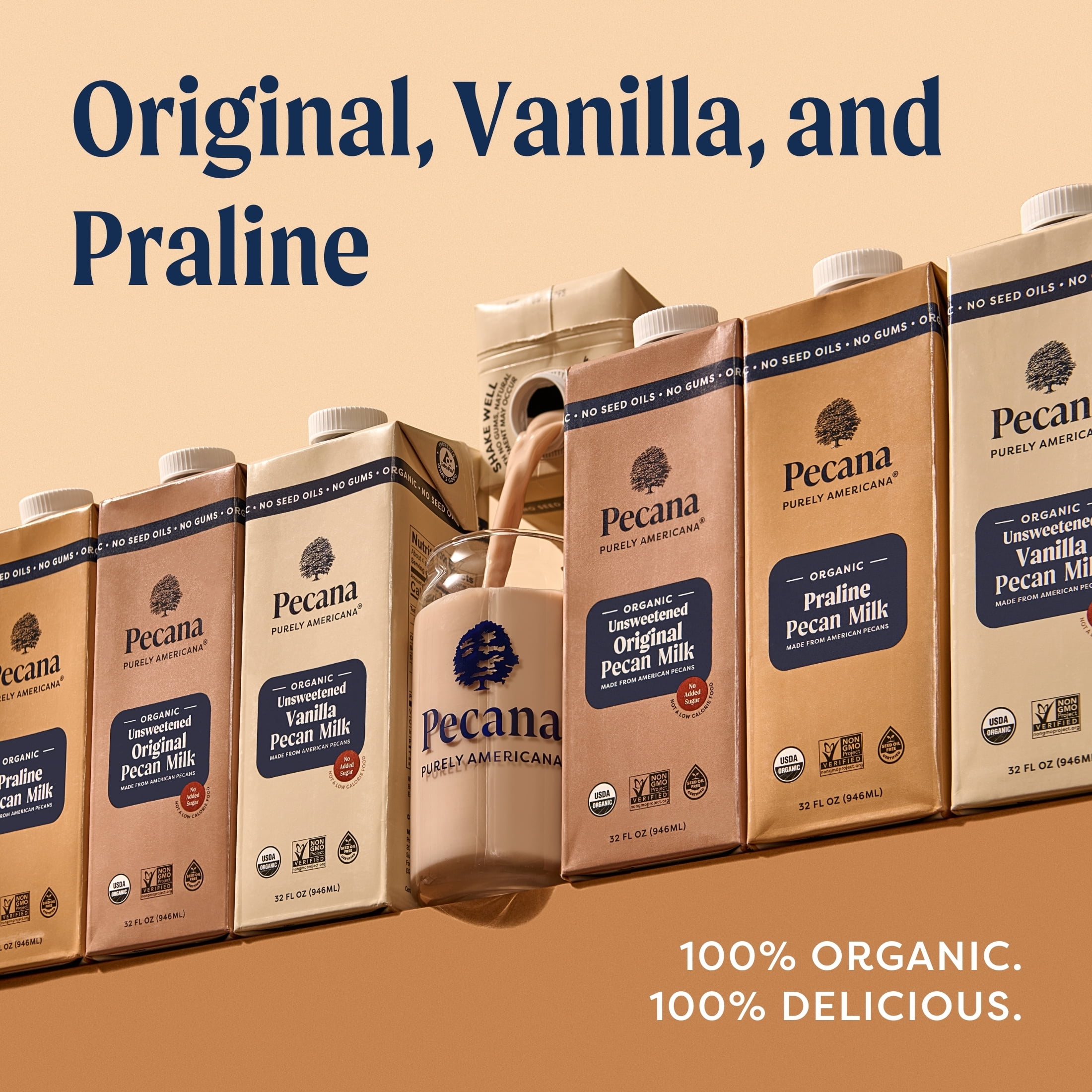 Pecana USDA Organic Praline Pecan Milk 32 fl oz Shelf-Stable Carton