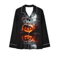 thumbnail image 5 of Tnhcen Women's Halloween Print Pajama Set Long Sleeve Button Up Collared Top with Pants Pocket Comfortable Sleepwear Loungewear S-2XL Multicolor, 5 of 6