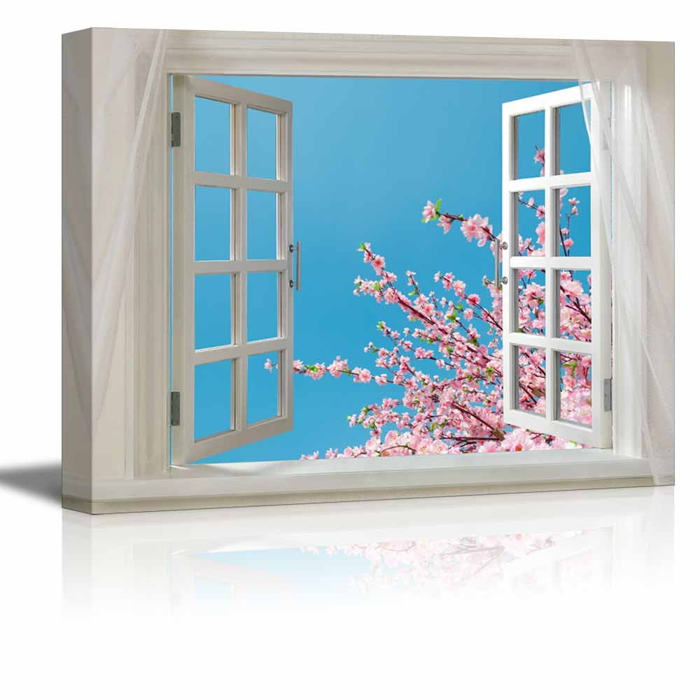 Wall26 Glimpse into Cherry Blossom in Spring Out of Open Window
