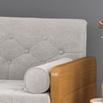 thumbnail image 6 of GDF Studio Aidan Mid Century Modern Tufted 3 Seater Sofa with Bolster Pillows, Beige Fabric and Dark Walnut, 6 of 9