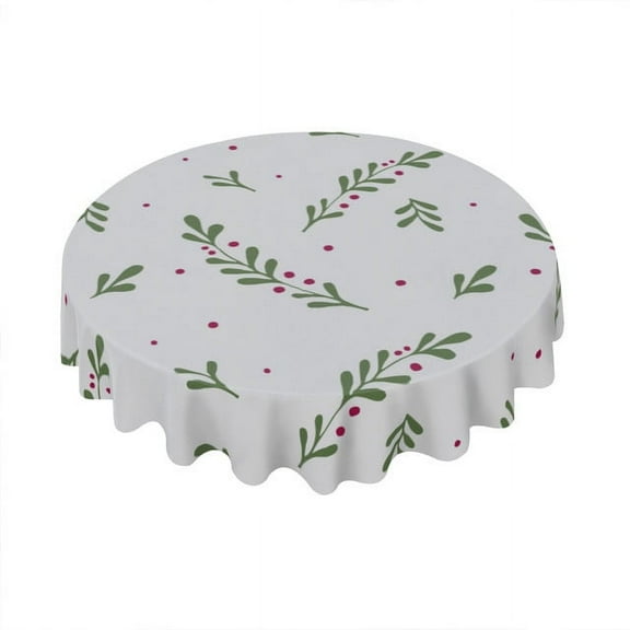 Eveokoki Round Holiday Tablecloth,Christmas Elements Table Cloth, Waterproof Washable Polyester Table Cover for Christmas, Winter, Holiday, 60 Inch