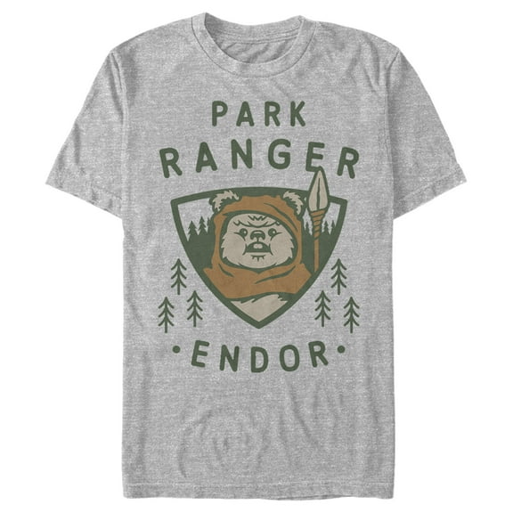 Men's Star Wars Park Ranger Endor Ewok Badge  Graphic Tee Athletic Heather Large