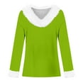 thumbnail image 4 of Womens Business Casual Tops, Audhol Merry Christmas Sweaters for Women Trim V Neck Sweatshirts Graphic Xmas Long Sleeve Holiday Pullover Long Sleeve Shirts for Women Green, S, 4 of 5