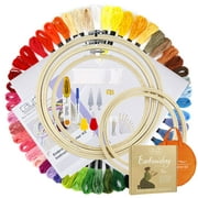 108 PiecesFull range of embroidery  kit starter cross stitch tool set Embroidery Cross Stitch Needlepoint Kit for Beginners, Arts and Crafts Supplies